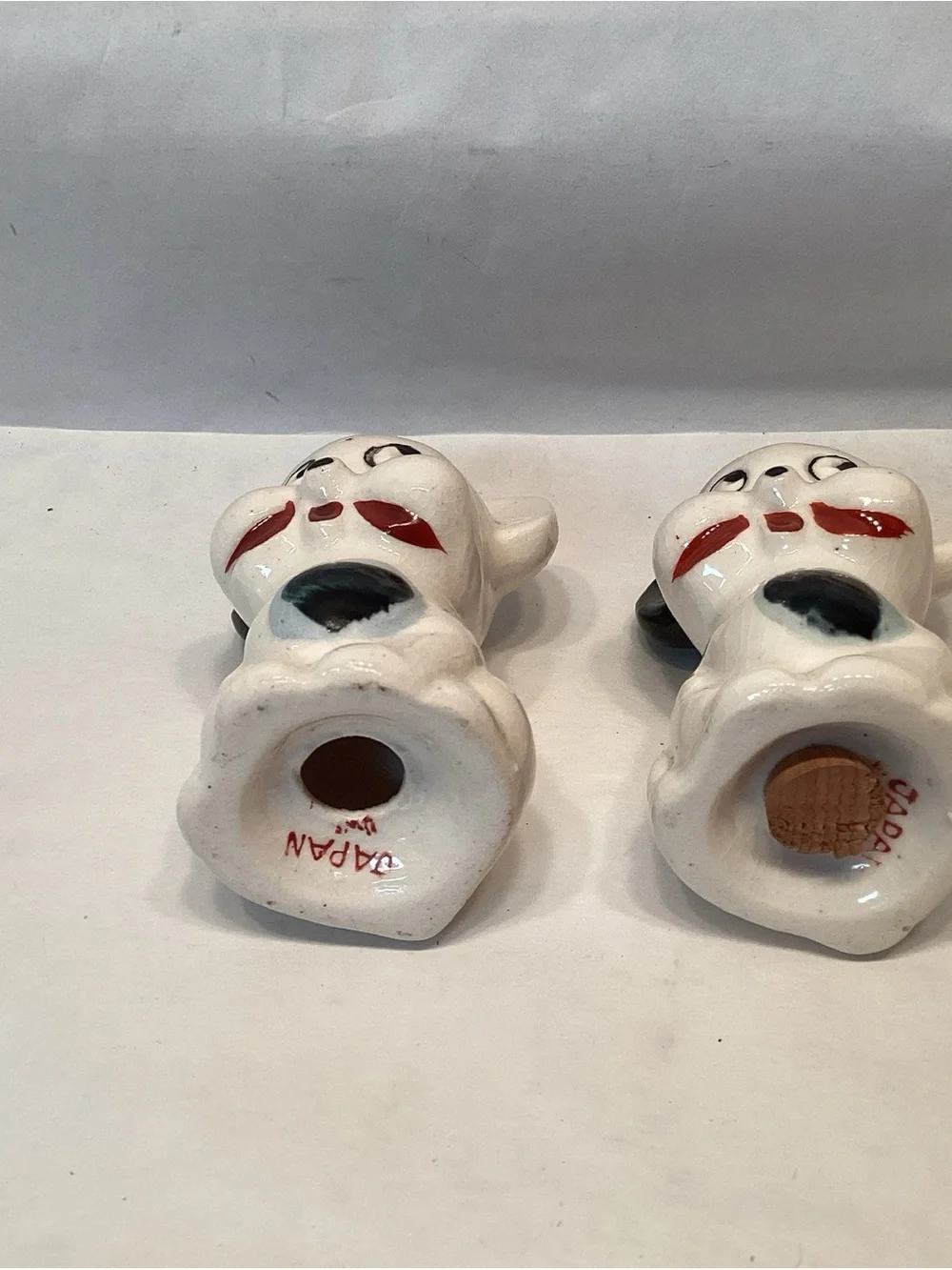 Kitsch Dog Salt & Pepper Japan Vintage Puppy Spotted Eye Roll Expression